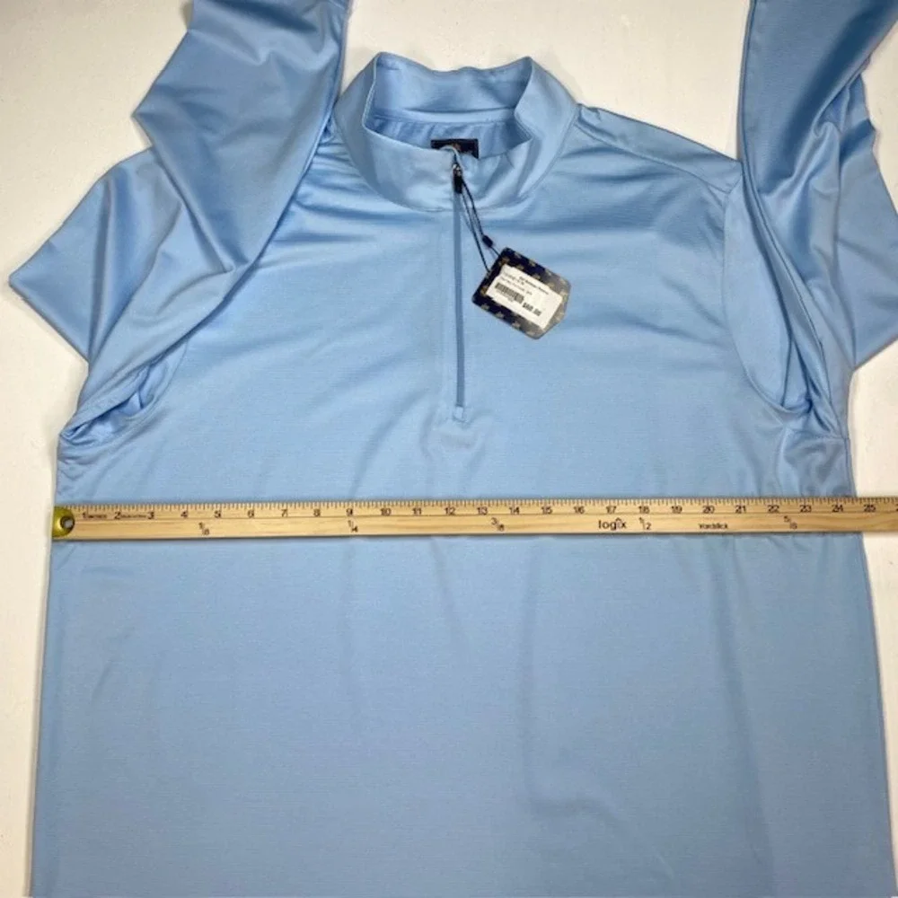 Tourney Men XL Light Blue Micro Stripe Quarter Zip Performance Golf Pullover NEW